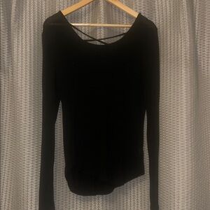 SO Black Backless Long Sleeve Bodysuit